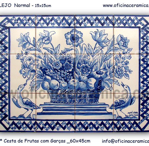 Painel de Azulejos Manual 14x14cm envelhecido com craquellê