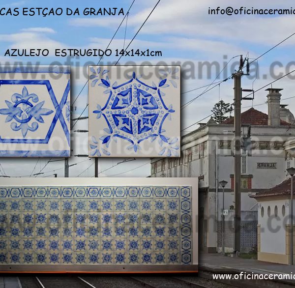 Estação da Granja Réplica dos Azulejos Padrão e Barra 14x14cm