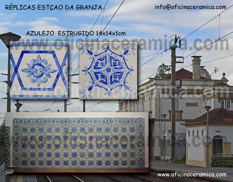 Estação da Granja Réplica dos Azulejos Padrão e Barra 14x14cm